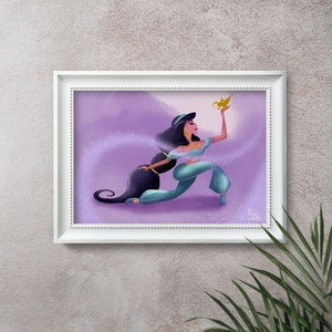 Disney Princess Jasmine Art Print: Enchanting Wall Decor for Nursery, Bedroom, and Home