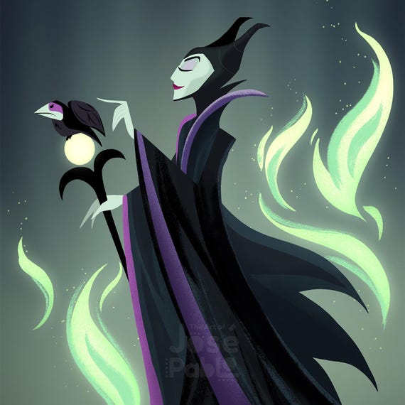 Maleficent Art Print | Disney Villain Wall Art | Dark Fantasy Poster | Sleeping Beauty Villain Decor | Gothic Fairy Tale Illustration