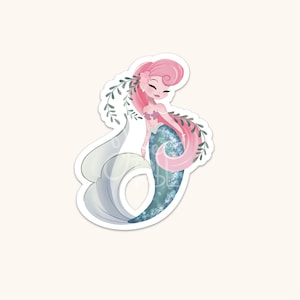 Enchanting Pink Pastel Mermaid Waterproof Sticker for Laptops, Phones, and Tumblers