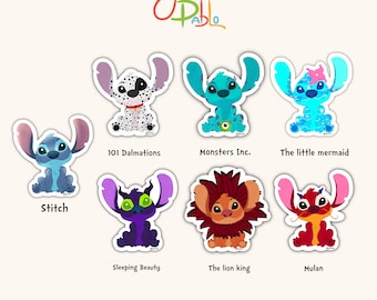 Disney's Lilo & Stitch Adorable Cartoon Decals for Laptops, Notebooks, Water Bottles and More
