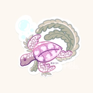 Sakura Meeresschildkröte gestanzte Aufkleber ~ Kawaii Vinyl-Aufkleber ~ Kawaii Briefpapier ~ Süßes Briefpapier ~ Sakura-Aufkleber