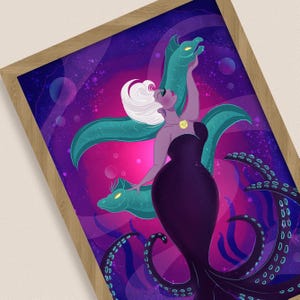 Ursula Disney Villain Art Print | Little Mermaid Villain Poster | Disney Villain Wall Art | Dark Fantasy Decor | Sea Witch Illustration image 5