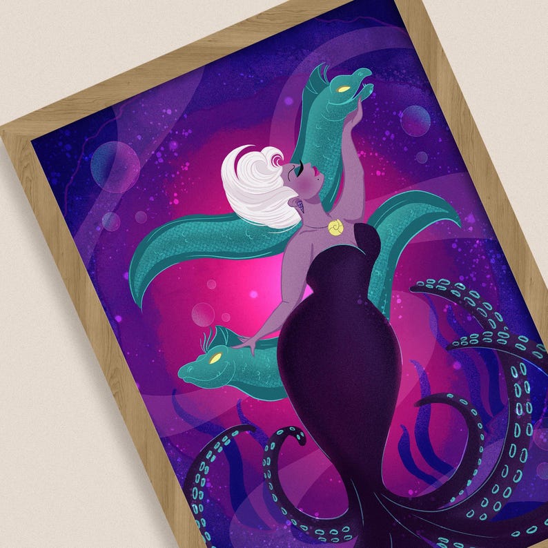 Ursula Disney Villain Art Print | Little Mermaid Villain Poster | Disney Villain Wall Art | Dark Fantasy Decor | Sea Witch Illustration image 5