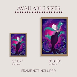 Ursula Disney Villain Art Print | Little Mermaid Villain Poster | Disney Villain Wall Art | Dark Fantasy Decor | Sea Witch Illustration image 7