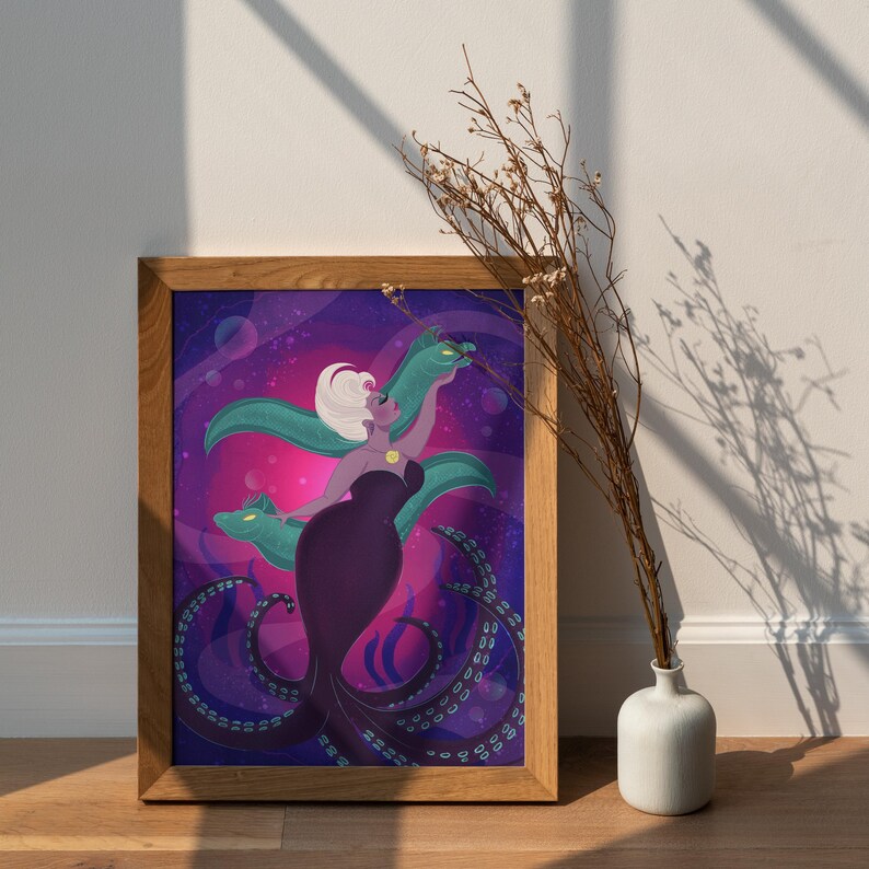 Ursula Disney Villain Art Print | Little Mermaid Villain Poster | Disney Villain Wall Art | Dark Fantasy Decor | Sea Witch Illustration image 6