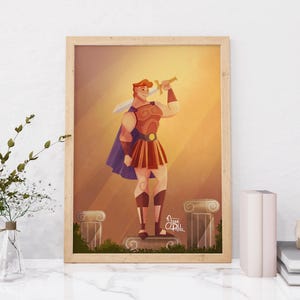 Hercules Hero Print: Disney Inspired Wall Art Poster - Greek Mythology Home Decor Gift for Animation Fans