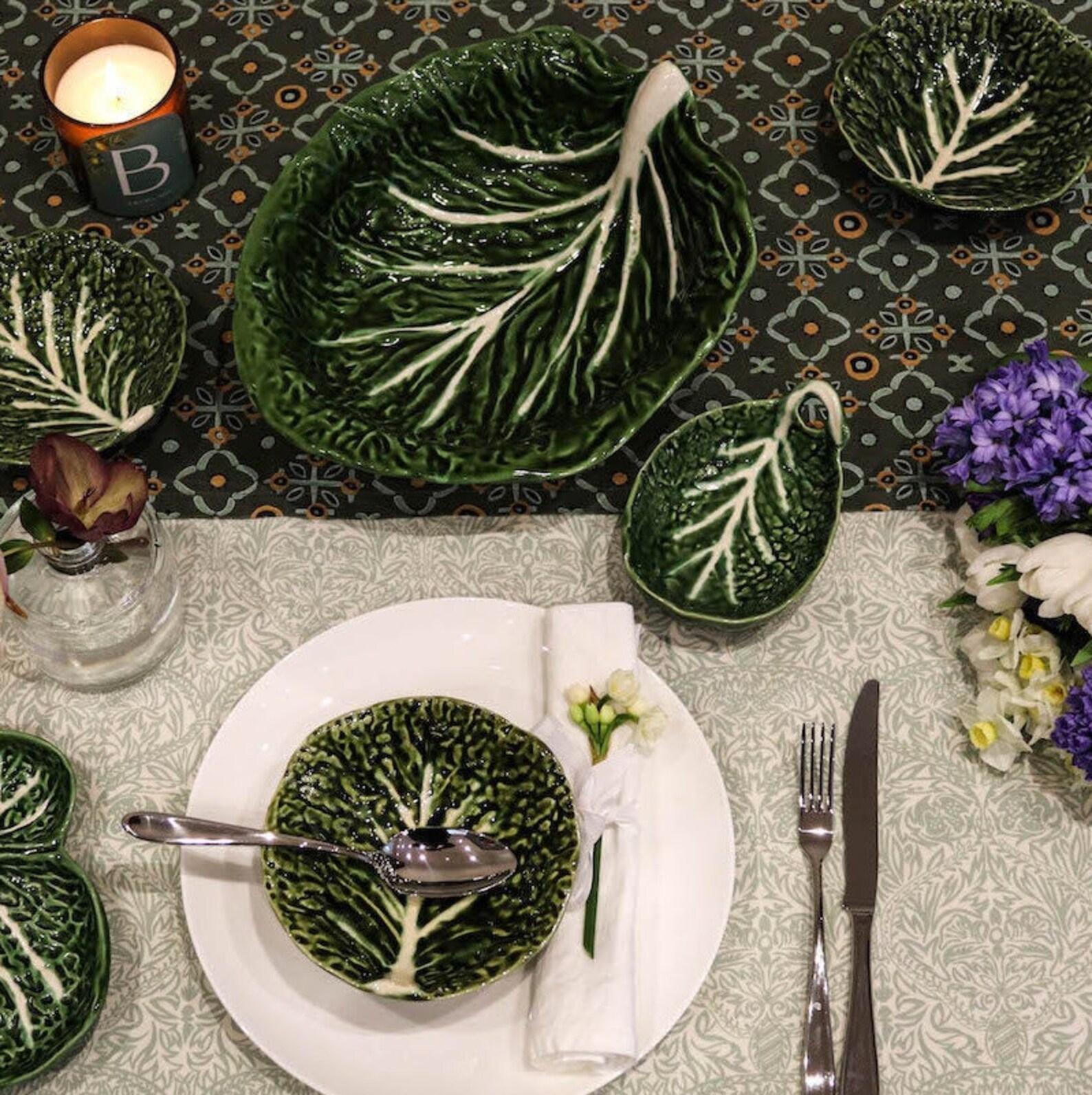 Vintage Ceramic Green Cabbage Leaf Serving Dish Etsy