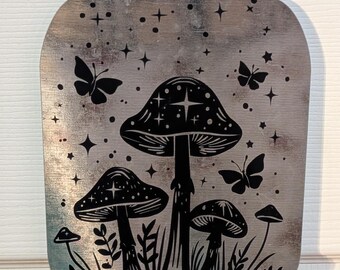 Mushrooms in a Mason Jar  - Galvanized Metal Mushroom Theme home decor
