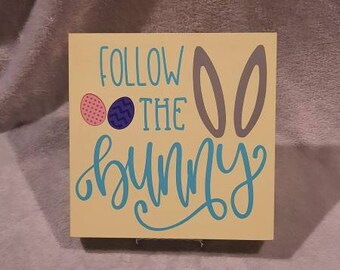Follow the Bunny, Easter 8×8 Wood Tile