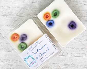 Cartoons & Cereal | Bowl of Fruit Loops and Milk Scent | Artisan Soy Wax Melts | Colorful Cereal Embeds | Hand Made in Indiana USA