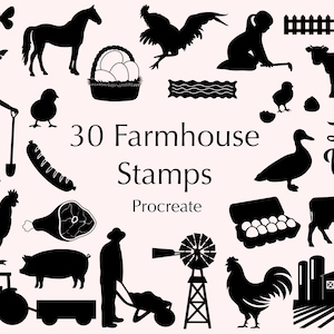 Procreate Farmhouse | Procreate Farm Animals | Procreate farmer | Procreate Farm | Animals | Animal Silhouettes | Commercial Use Included