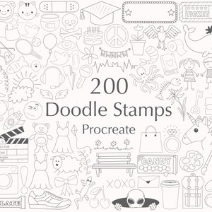 Pocreate Doodle Stamps. Procreate Stamp Brushset. Procreate Doodles. Commercial Use Included
