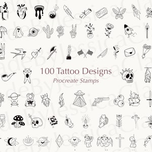 Procreate Tattoos | Procreate Tattoo Brushset | Tattoo stencil | Procreate doodles | Procreate stamps | Commercial Use Included