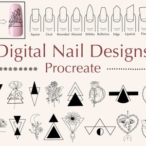 Pocreate Nail Stamps | Procreate Digital | Procreate Brushes | Procreate floral | Procreate geometric | Commercial Use Included