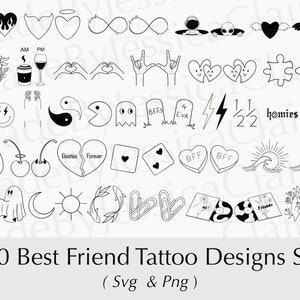 SVG et PNG de Best Friend Tattoo | Tatouages SVG | Svg minimaliste | fichier de coupe flash tatouage | Pochoir | Utilisation commerciale