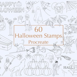 Procreate Halloween | Procreate Halloween Brushset | Halloween stencil | Pumpkin | Scary | Spiders | Commercial Use Included