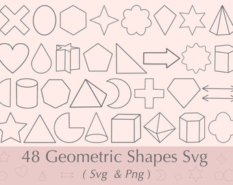 Geometric Shapes SVG Bundle | 48 Cut Files (SVG & PNG)