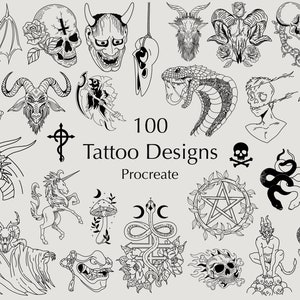 Procreate Tattoos | Procreate Tattoo Brushset | Tattoo stencil | Procreate skulls | Procreate Snakes | Devil | Commercial Use included