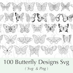Schmetterlinge SVG und PNG | Schmetterling Tattoos svg | Schmetterlingsschnittdatei | gekritzelschnitt datei | Schablone | kommerzielle Nutzung