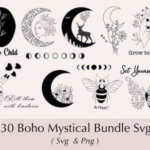 Mystical Boho SVG | SVG Boho | SVG Mystic | Boho Cut file | Mystical Cut file | Floral moon | Boho rainbow | Commercial Use Included