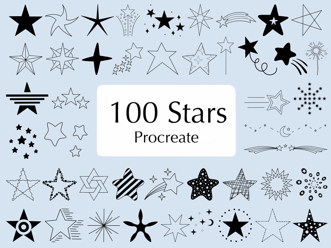 100 Procreate Star Stamps | Doodle Brushset (commercial Use) - Etsy