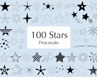 100 Procreate Star Stamps | Doodle Brushset (Commercial Use)