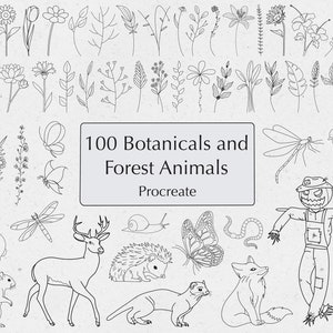Procreate Flowers | Procreate Animals | Procreate forest | bouquets | Procreate Floral | Stamp Brushset | doodles | tattoos | Commercial Use