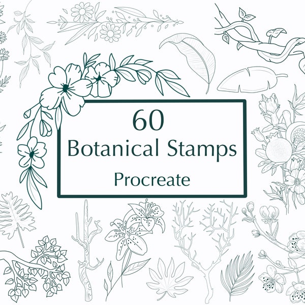 Procreate Botanical Stamps | Procreate Stamp Brushset | Procreate Botanical leaves and branches | Commercial Use Included