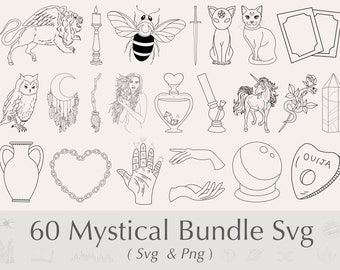 Mystical SVG Bundle | Witchcraft, Occult Clip Art (60 SVG & PNG)
