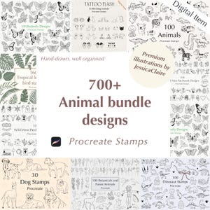 700+ Animal Procreate Stamps | Dinosaurs, Dogs, Floral (Digital)