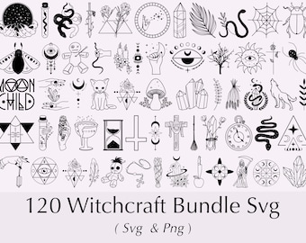 Witchcraft Svg | Mystic Svg | Witchcraft Clipart | Mystic Clipart | Celestial, Dark Soul and Potions Svg + Png | Commercial Use Included