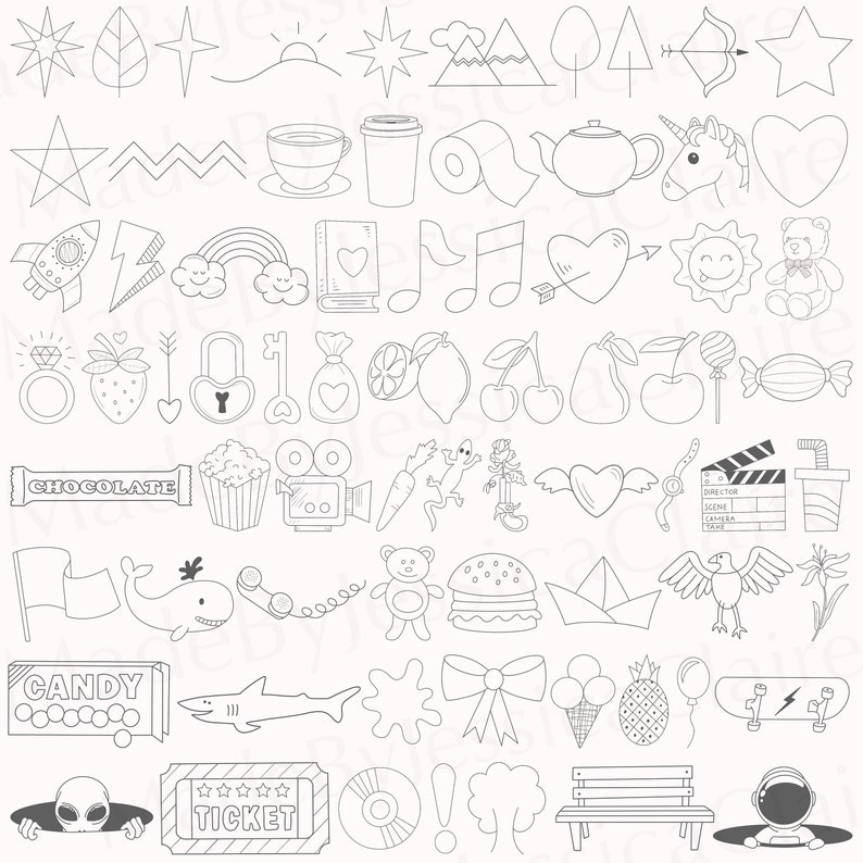 Pocreate Doodle Stamps Procreate Stamp Brushset Procreate Etsy UK