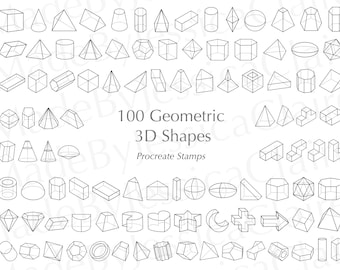 Geometric 3D Shapes Procreate Stamps | Tattoo Brushes (Digital brushes)