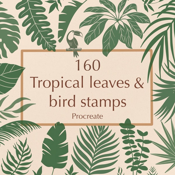 Timbres de procréation de feuilles tropicales. Procréez des feuilles de la jungle. Timbres botaniques. Feuilles bohèmes. Procréer des timbres. Utilisation commerciale incluse