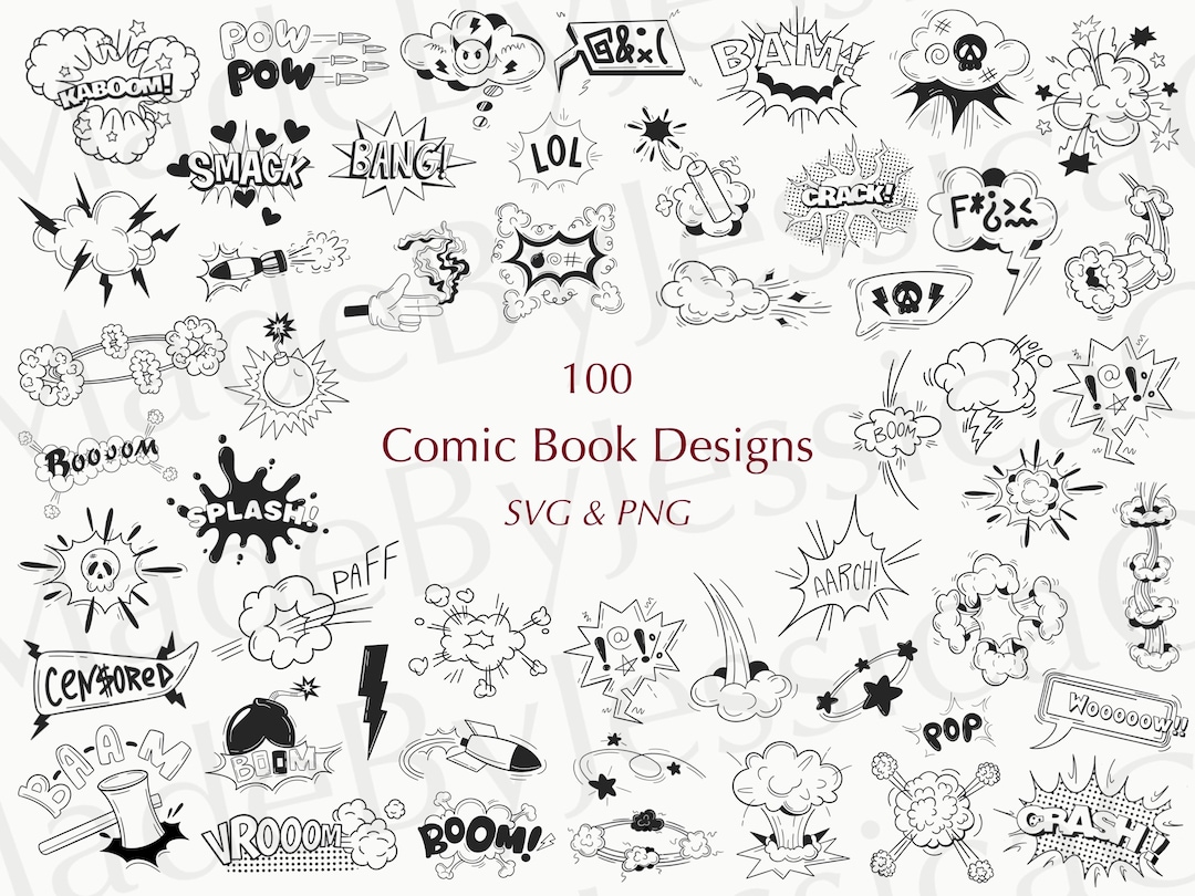Comic Book Designs SVG & PNG | Scrapbook Designs | Junk Journal | Neo ...
