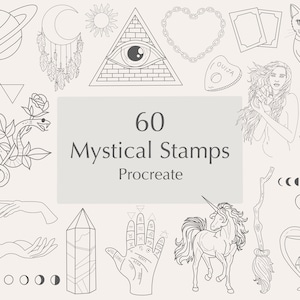 Znaczki mistyczne Pocreate | Znaczki mistyczne Procreate | Zestaw pędzli do stempli Procreate | Pędzle mistyczne Procreate | Do użytku komercyjnego w zestawie