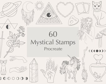 Pocreate Mystical Stamps | Procreate Mystic Stamps | Procreate Stamp Brushset | Procreate Mystical Brushes | Commercial Use Included