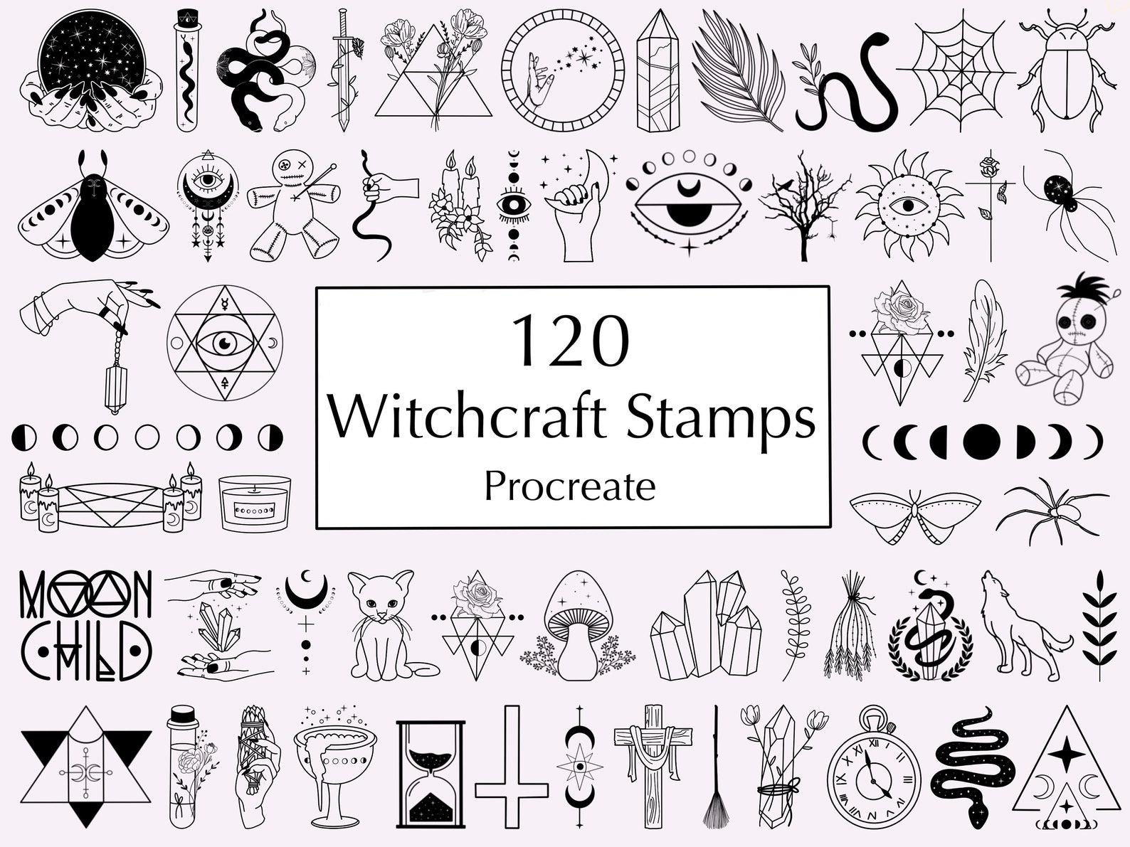 Witchcraft Procreate Stamps | 120 Mystic, Celestial Designs - Etsy