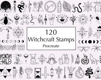 Hexerei Procreate Briefmarken | 120 mystische, himmlische Designs