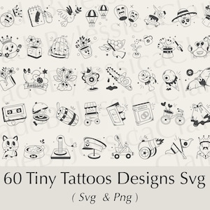 Kleine tatoeages SVG | Doodles-svg | Minimalistisch | Tatoeagebestand | Doodle gesneden bestand | Commercieel gebruik inbegrepen