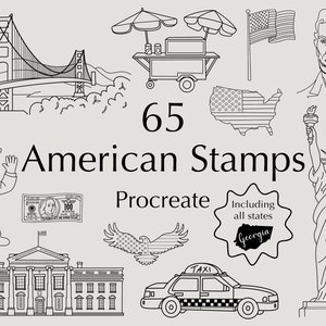 Procreate America | Procreate American Stamps | Procreate USA | American Flag | USA | Procreate Brushes | Commercial Use Included
