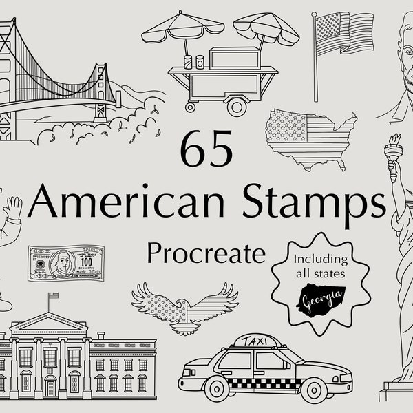 Procreate America | Procreate American Stamps | Procreate USA | American Flag | USA | Procreate Brushes | Commercial Use Included
