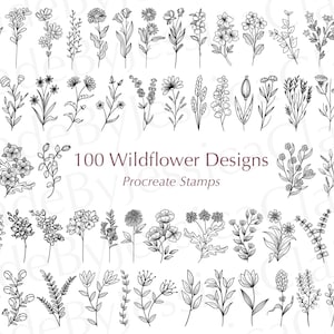 Procreate Wildflowers | Procreate Botanical Tattoo Brushset | Tattoo stencil | Procreate flowers | Procreate floral | Commercial Use