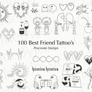 Procreate Best Friend Tattoo’s | Procreate Tattoo Brushset | Tattoo stencil | Minimal tattoos | Commercial Use