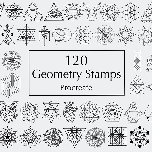 Procreate Geometric stamps | Sacred geometry stamps | Minimalistic Tattoo | Procreate shape stamps | Procreate Brushset | Commercial Use