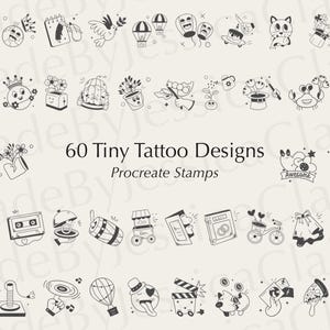 Procreate Tiny Tattoos | Doodles | Procreate Tattoo Brushset | Tattoo stencil | Procreate cutfile | Commercial Use Included