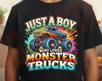 5 png Boy Loves Monster Trucks, png-bestand: kindertruckontwerp (digitale download)