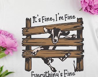 Funny goat design, goat png, It&#39;s Fine I&#39;m Fine Everything Is Fine, goat head png, Farm png