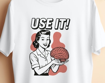 Retro Woman Brain PNG: Funny Sarcastic Clipart (Digital Download)