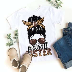 Football Sister Messy Bun PNG - sublimatieontwerp (digitale download)